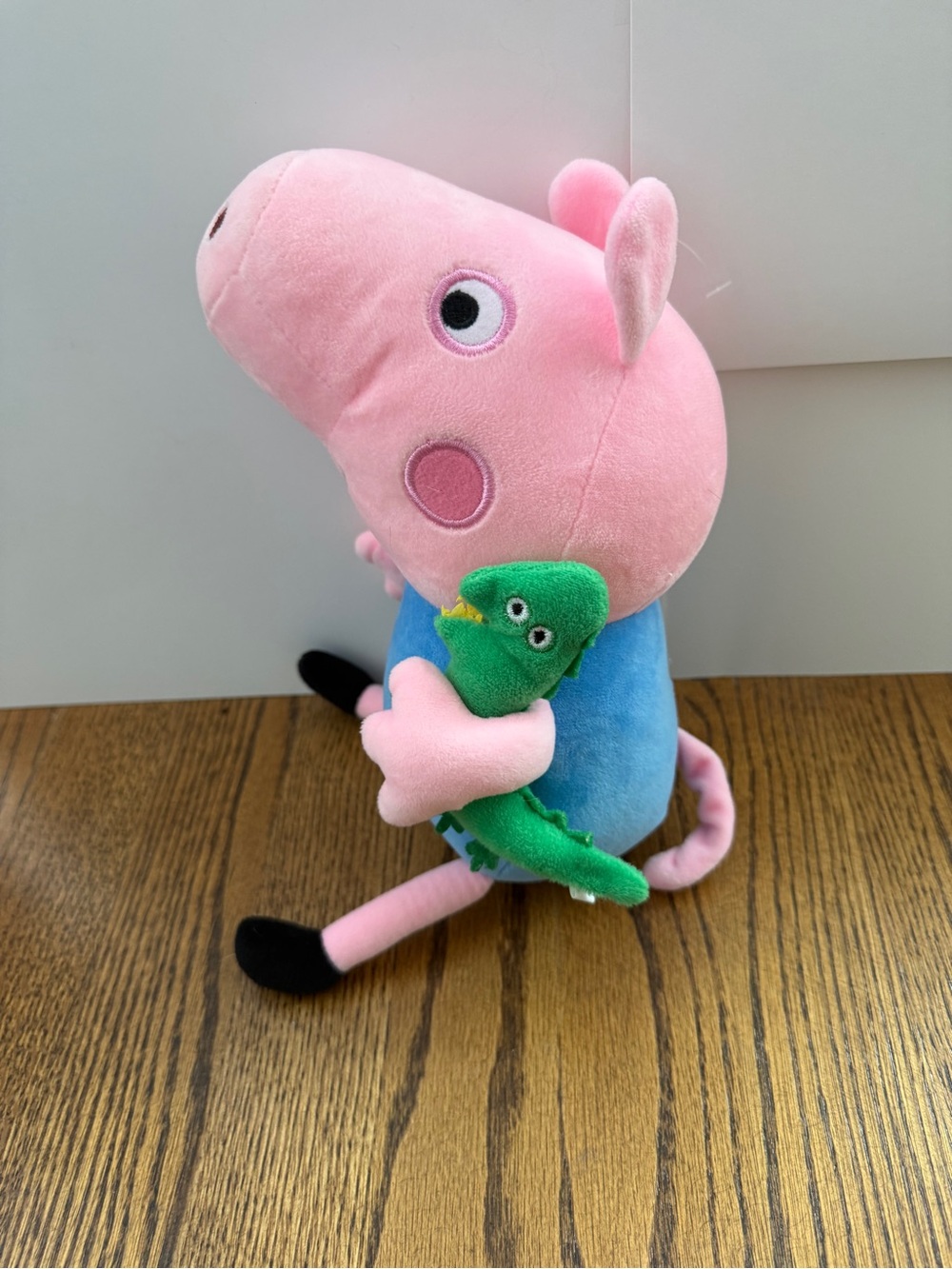 NWOT George Pig Peppa Pig’s Brother Pink Plush Toy with Green Dinosaur